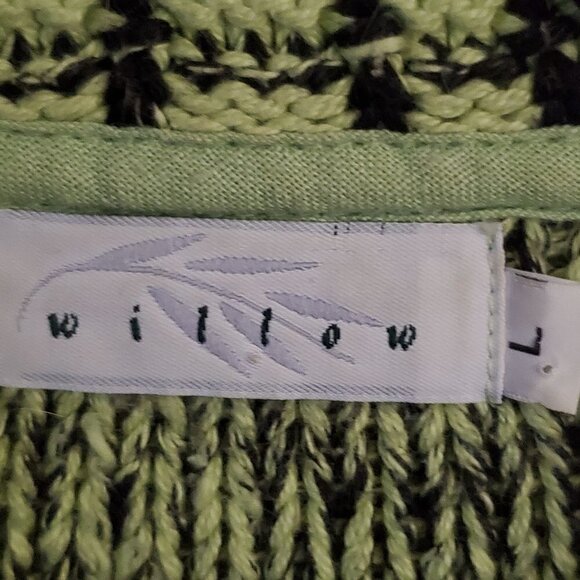 Willow Vintage Green Black Heavy Knit Lagonlook Cardigan Jacket Size L - Picture 3 of 3